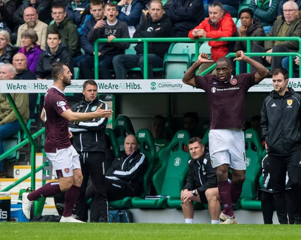 Uche Ikpeazu has named goals against Hibs as some of his best Hearts memories. Picture: SNS