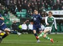 Ewan Henderson shoots for goal during Hibs' 2-0 victory over Kilmarnock at Easter Road. Picture: SNS
