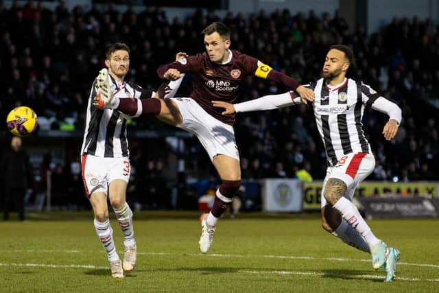 Hearts striker and leading goalscoring Lawrence Shankland in action during the 1-1 draw with St Mirren in Paisley last Saturday. Picture: SNS