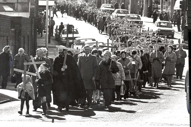 Plenty taking part at the Rotherham  Procession of Witness March 1978