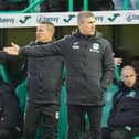 Hibs manager Nick Montgomery, centre, is coming under pressure after Saturday's loss