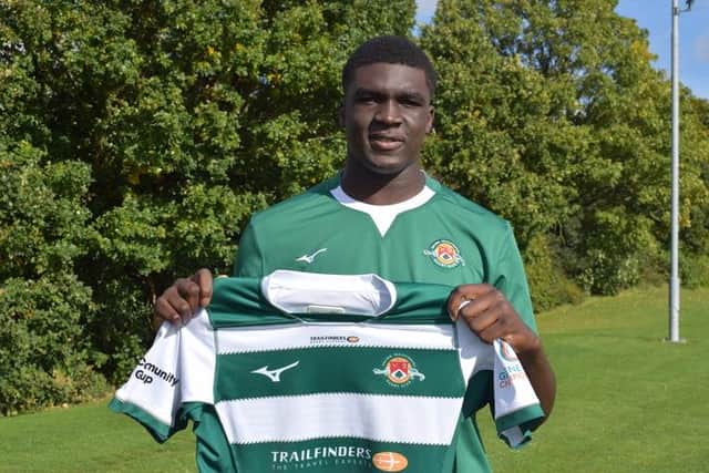 Olujare Oguntibeju when he signed for Ealing from the Trailfinders Twitter