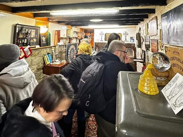 Visitors have a look around the museum at all the displays and artefacts, at the museum's opening night.
