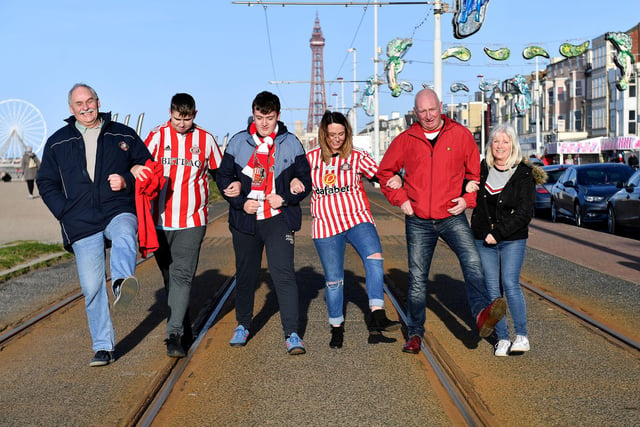 Sunderland fans dancing along the Blackpool tram lines before their New Years Day game last year. Picture by FRANK REID