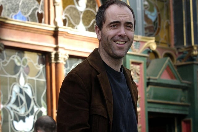 Northern Irish actor James Nesbitt filming at Nobles pub in Leith in May, 2004 in an unknown production.