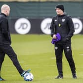 Head coach Frankie McAvoy, right, alongside technical director Steven Naismith and first-team coach Gordon Forrest. Picture: SNS