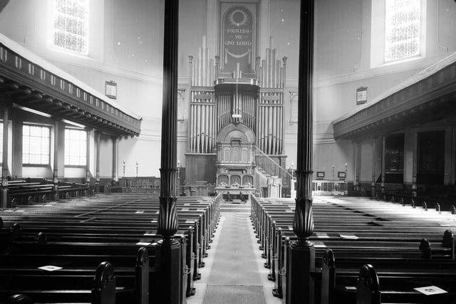 The original interior of St Stephen’s Church in Stockbridge in 1939