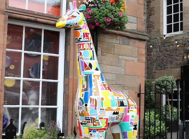 This colourful sculpture depicts several capital landmarks including the Nelson Monument, Holyrood Palace and the Royal Mile.