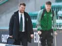 Kevin Nisbet left Easter Road on crutches on Sunday, The club are awaiting results of a scan on his knee injury