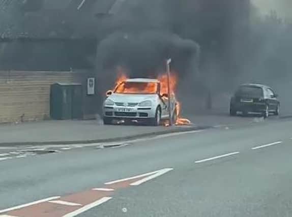 The burning vehicle. Picture: Facebook