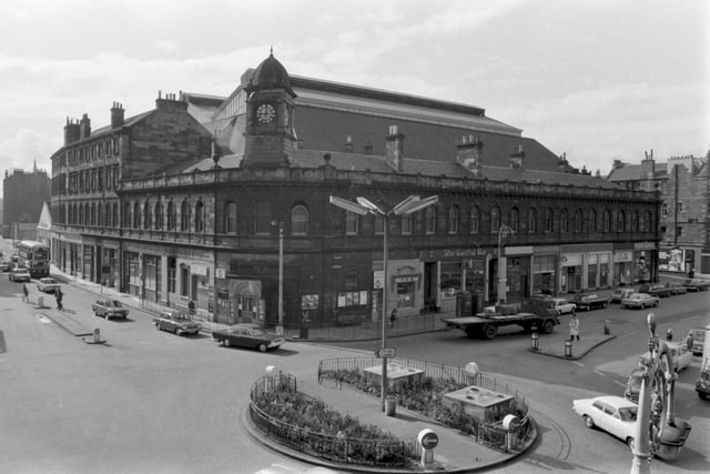 Exterior of the Central Station site at Leith pictured in May 1972, long after the stations stopped serving passengers and just a year after it was last used as a depot.
