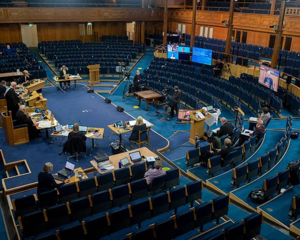 The General Assembly is taking place largely online with very few people in the hall    Picture: Andrew O'Brien