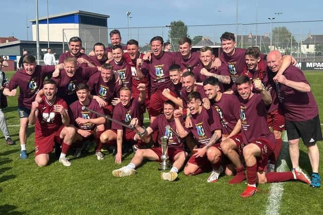 Tranent celebrate their East of Scotland League Premier Division title win