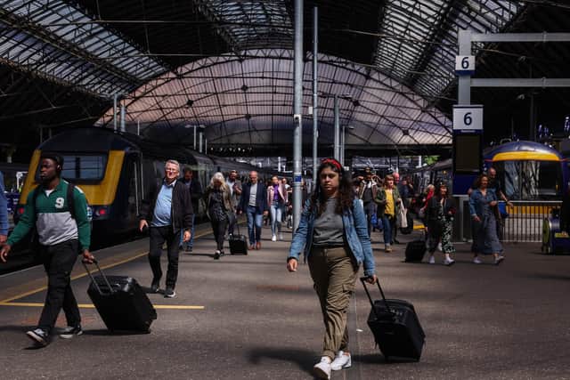 Members of the public travel through Queen Street station ahead of a planned three-day strike in Glasgow. Picture: Jeff J Mitchell/Getty Images