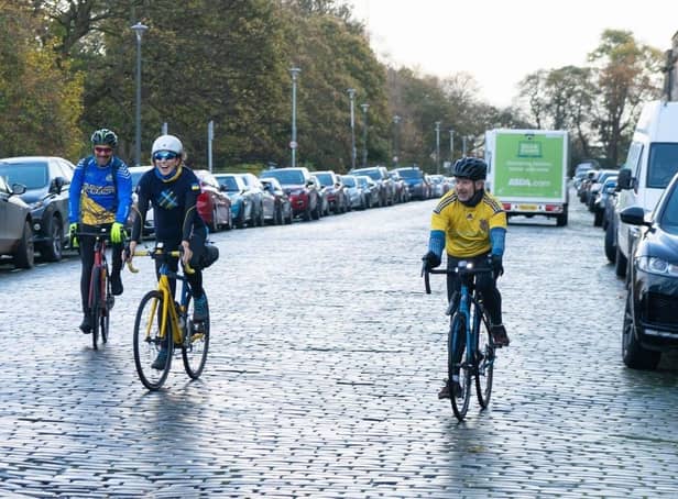 Accompanied by out-riders from the Edinburgh branch of the Association of Ukrainians in Great Britain, Andrea completed her final leg from Berwick-upon-Tweed to Edinburgh, marking an end to a 1,250 mile cycle home from Ukraine.