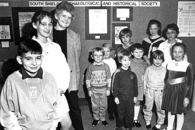 A 1988 South Tyneside painting competition but can you recognise the winners pictured with judge Sheila Graber, third left?