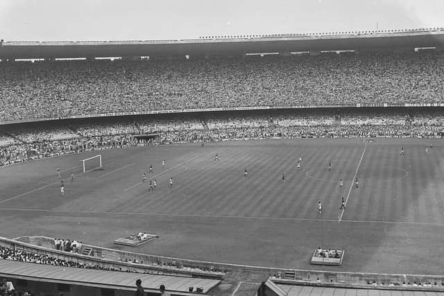A general view of the Maracana stadium during the a match in 1950 between Flamengo and Vasco da Gama