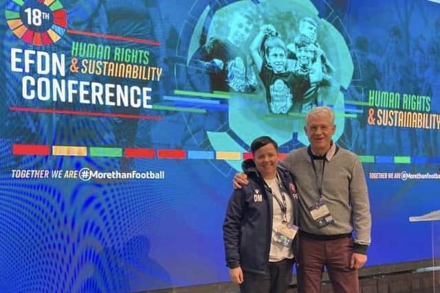 Debbi McCulloch and Spartans chairman Crag Graham at the EFDN conference. Picture: Spartans FC
