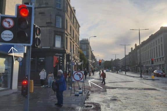 No left turn signs have been put up on Leith Walk junction.