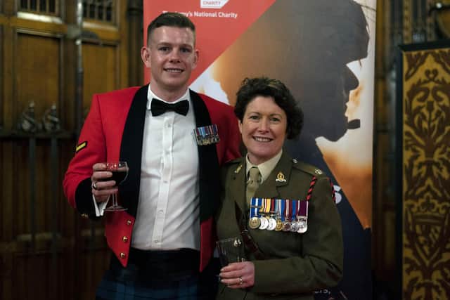 LCpl Shaun McKenna and Major (OF-3) Heidi Macleod AGC (SPS), Officer Commanding, Scotland and Northern Ireland Personnel Recovery Unit. Photo - David Cheskin.