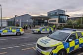 Police were called after pro-Palestinian activists blocked the entrance to the Leonardo factory on Edinburgh's Crewe Road North.  Picture: Hassan Ghani