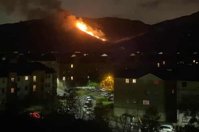 The flames on Arthur's Seat. Picture: Callie Maitland