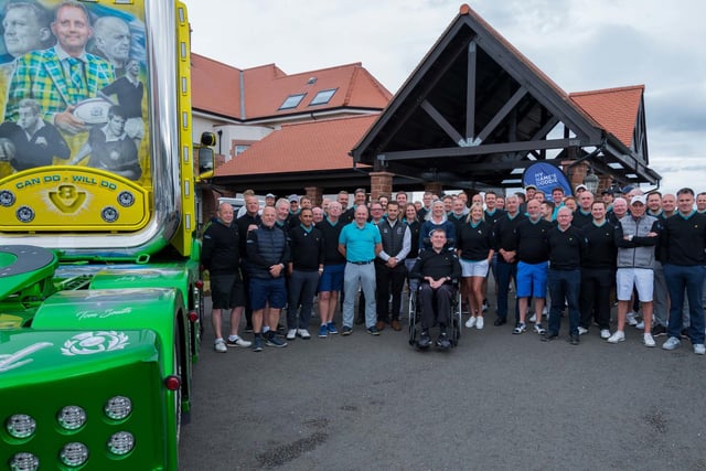 Doddie Weir with players and friends at the MNDF Scotland Golf Day in July 2022. The annual event raised more than £20,000 for motor neuron disease (MND). Photo: My Name'5 Doddie Foundation