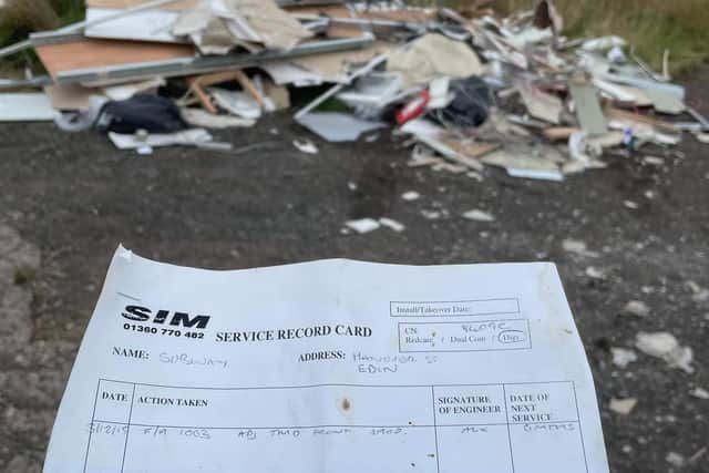 An invoice reveals where the dumped shop interior came from.