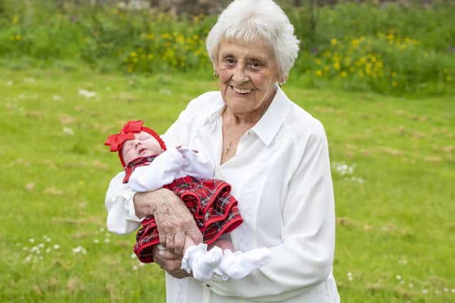 Mary Marshall with her great great great granddaughter Nyla