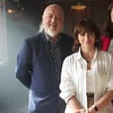 Bring The Drama host Bill Bailey with guest mentor Charlene McKenna (centre) - from Peaky Blinders - and casting director Kelly Valentine Hendry (Picture: BBC/Wall to Wall Productions/Dave King)