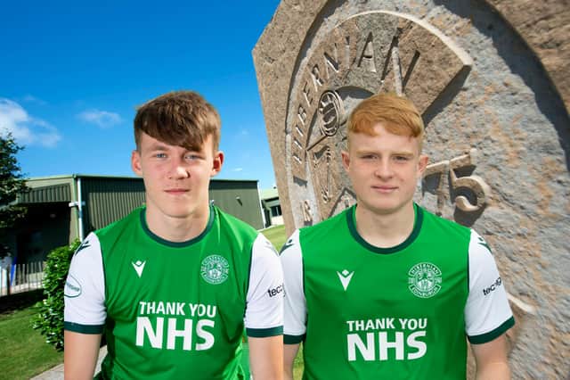 Josh O'Connor, left, and Jack Brydon hit doubles as Hibs recorded an emphatic win against Celtic