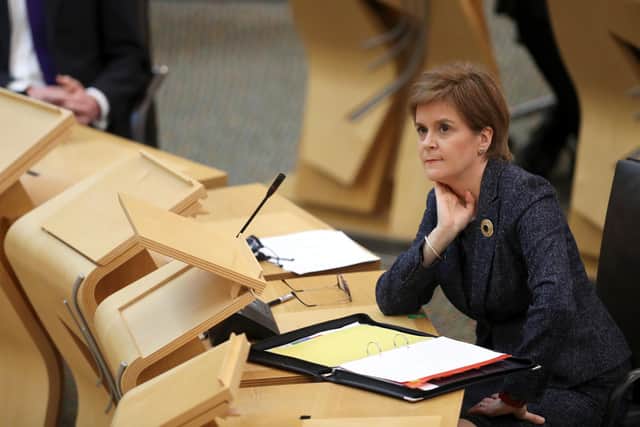 First Minister Nicola Sturgeon during First Minister's Questions at the Scottish Parliament in Holyrood, Edinburgh picture: PA/Russell Cheyne