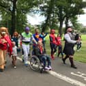 The superheroes are taking part in the Lap the World challenge supporting Edinburgh and Glasgow Children's Hospital Charities