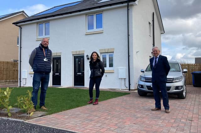 Photo shows (left to right) Melville development manager Neil Edgar, new Melville tenant Claire Boulton and Melville chief executive John McMorrow.