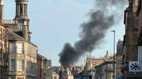 A fire breaks out in Nicolson Square near Edinburgh University. Photo taken from Newington Road by Graeme Waterhouse
