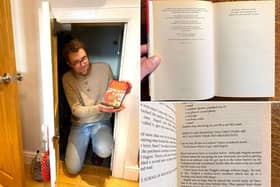Hansons’ books expert, Jim Spencer pictured holding the Harry Potter book that has kept in a cupboard under the stairs for years. Picture: Hansons Auctioneers