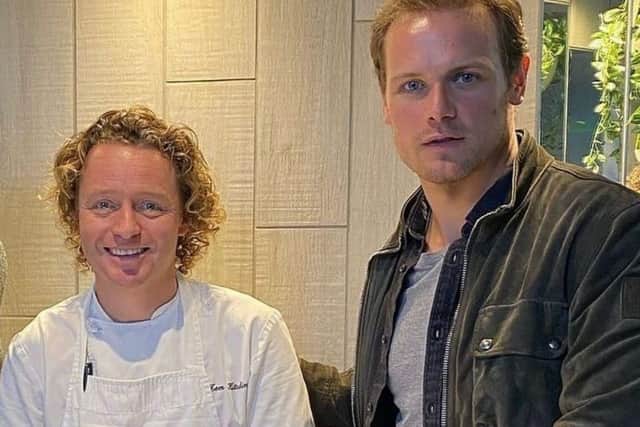 Tom Kitchin, left, has revealed he would want Outlander actor Sam Heughan, right, to play him in a movie of his life.