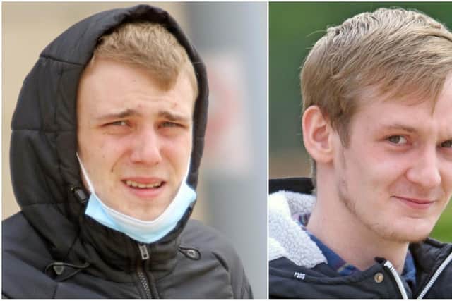 Filip Ciescinski (left) and Cameron Bradley (right) pleaded guilty to assaulting and robbing the pensioner in his shop in Broxburn, West Lothian.