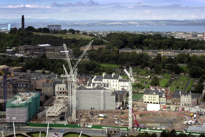 Construction work continues on the Holyrood parliament in Edinburgh Tuesday September 19 2000.