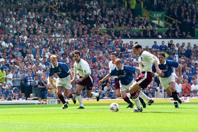 Colin Cameron puts Hearts ahead in 1998.
