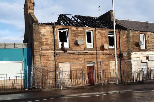 The building, which appears to be disused, was badly damaged in the blaze.