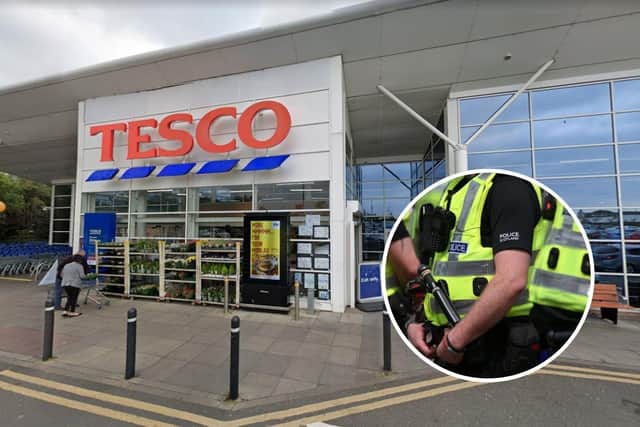 Police descended on a Tesco store in Dalkeith, Midlothian, after reports of anti-social behaviour.