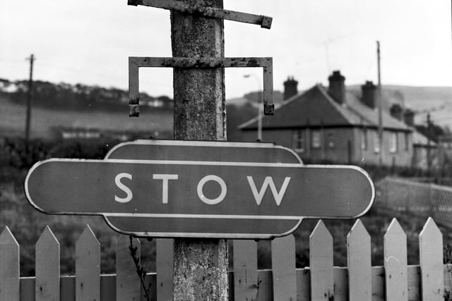 The sign at the old Stowrail station in the Borders, one of the stops on the Edinburgh & Hawick Railway route, closed in January 1969.