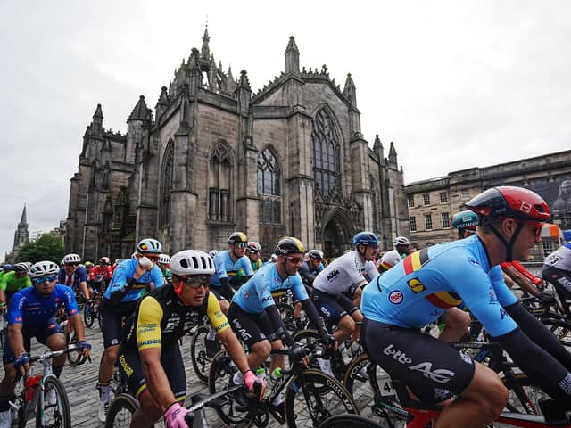 The men's elite race in the UCI World Championships passes through Edinburgh on the way to Glasgow last August 6