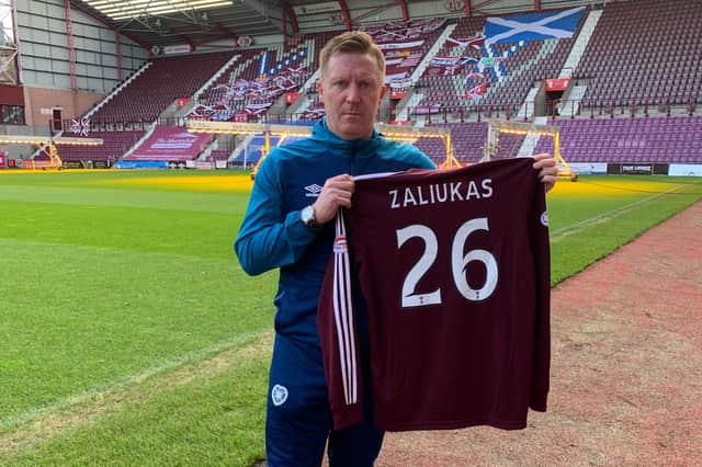 The match-worn Marius Zaliukas shirt fans can bid to win. Picture: Big Hearts