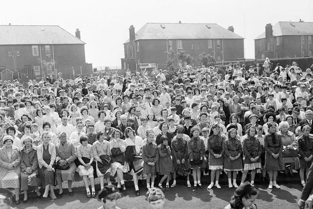 Crowds watch the crowning ceremony at the Tranent Gala in June 1963.