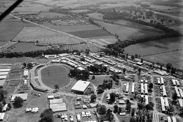 An aerial shot of Ingliston Showground during the Royal Highland Show in June 1966.
