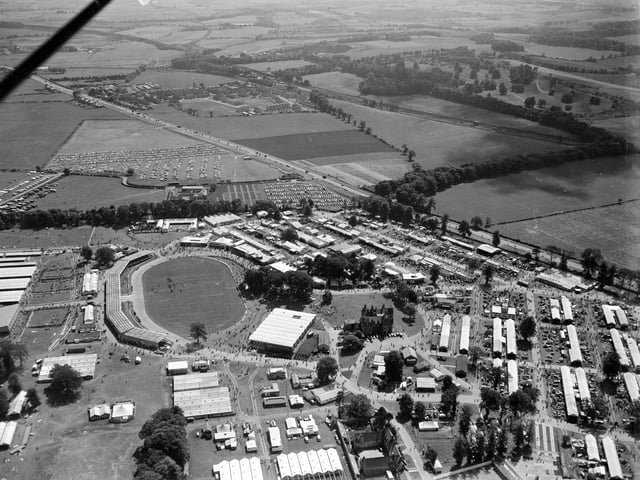 An aerial shot of Ingliston Showground during the Royal Highland Show in June 1966.