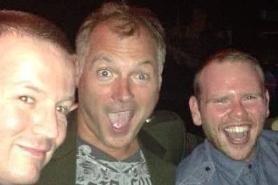 Evening News reader Kevin Stewart sent in this photo with former Blue Peter presenter John Leslie (centre) in the Cavendish nightclub with his friend Steven Yuill.