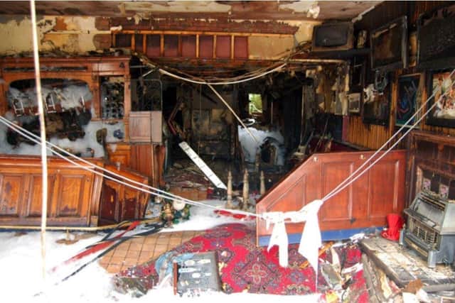 The inside of the Balmoral pub following the fire,  looking twards the room where Ewan Williamson was trapped